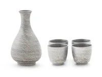 Sake Set Silber, 1 Karaffe, 4 Becher